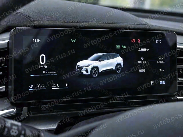 Приборная панель Geely Atlas до русификации — пример интерфейса