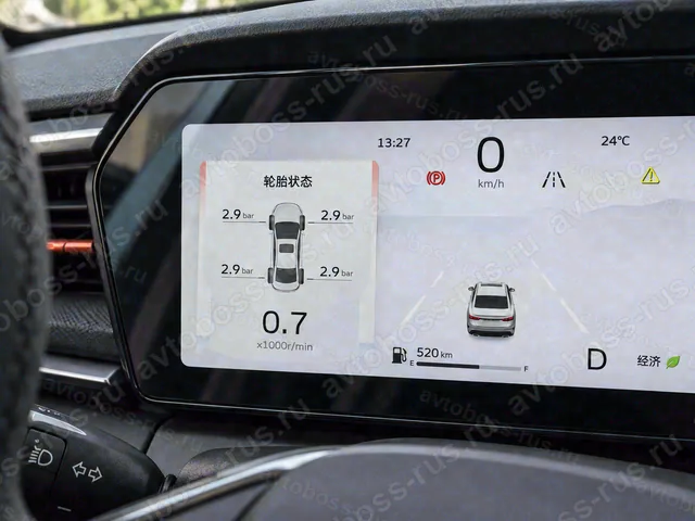 Приборная панель Geely Cityray до русификации — пример интерфейса