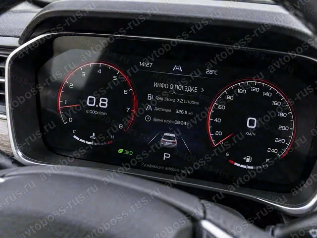 Приборная панель Geely Coolray после русификации — пример интерфейса
