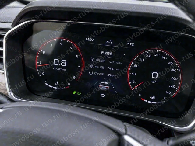 Приборная панель Geely Coolray до русификации — пример интерфейса