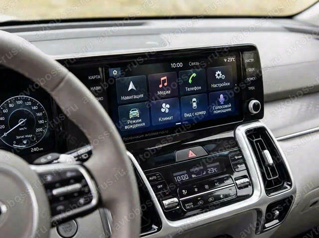 Головное штатное устройство Kia Sorento после русификации — пример интерфейса