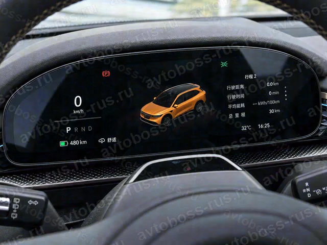 Приборная панель Zeekr 7X до русификации — пример интерфейса